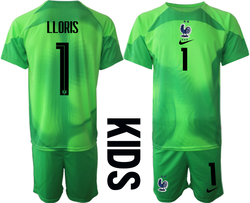 Cheap Youth 2022 World Cup National Team France green goalkeeper 1 Soccer Jersey